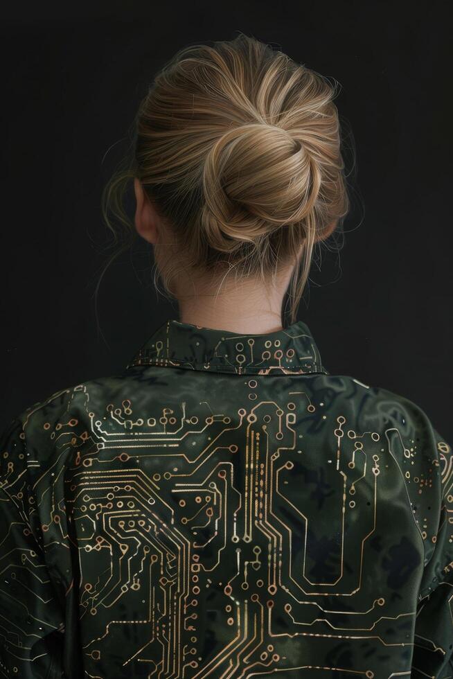Woman with circuit pattern fashion photo