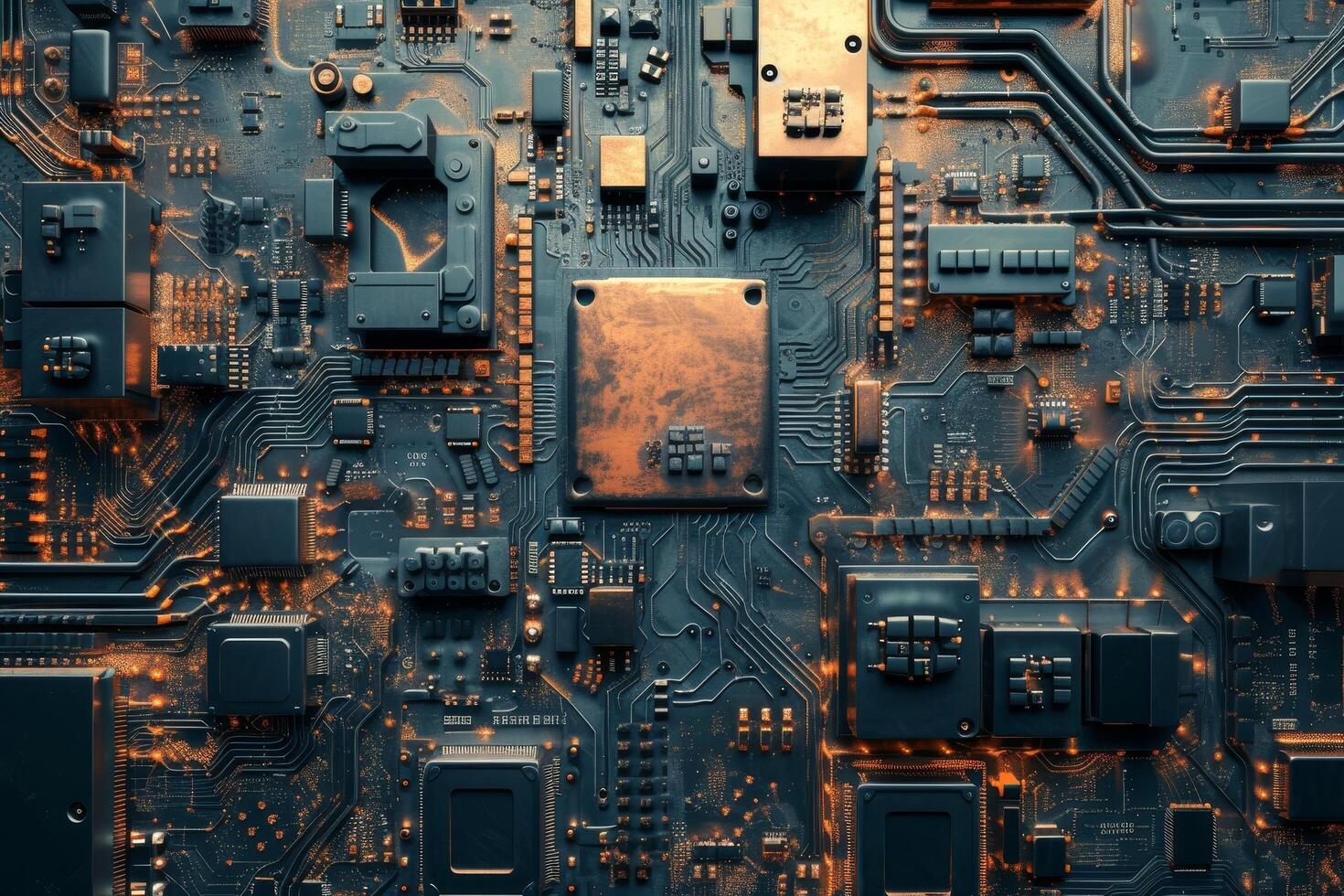 Close up of a detailed circuit board photo