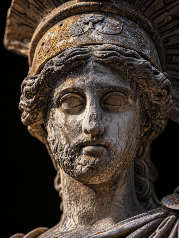 Close up of an Ancient Sculptures Face photo