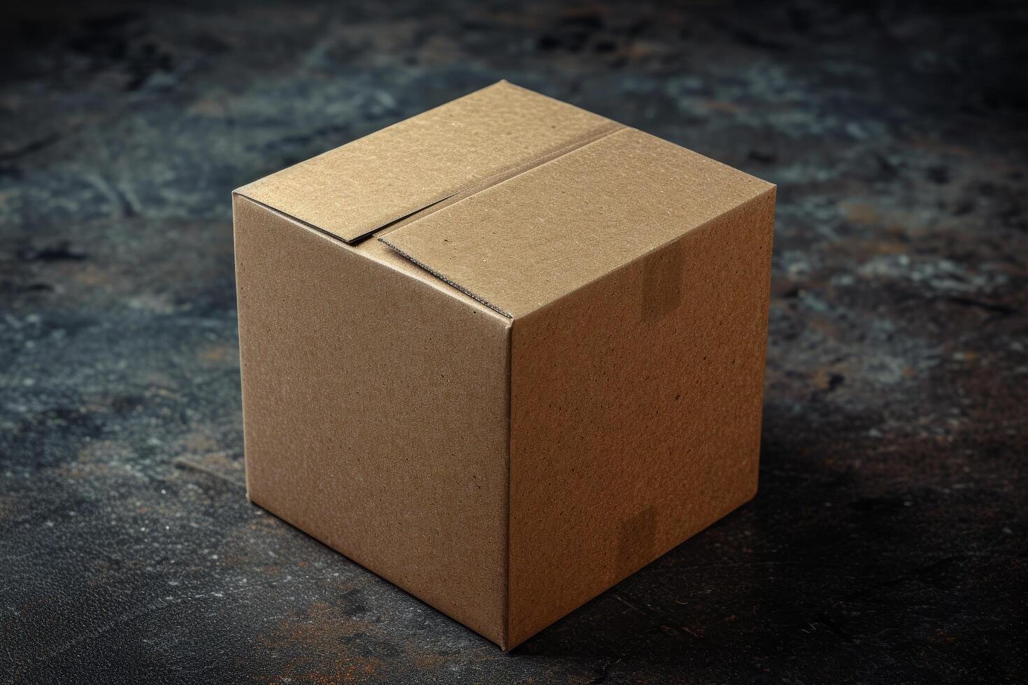 Cardboard box on a textured surface photo
