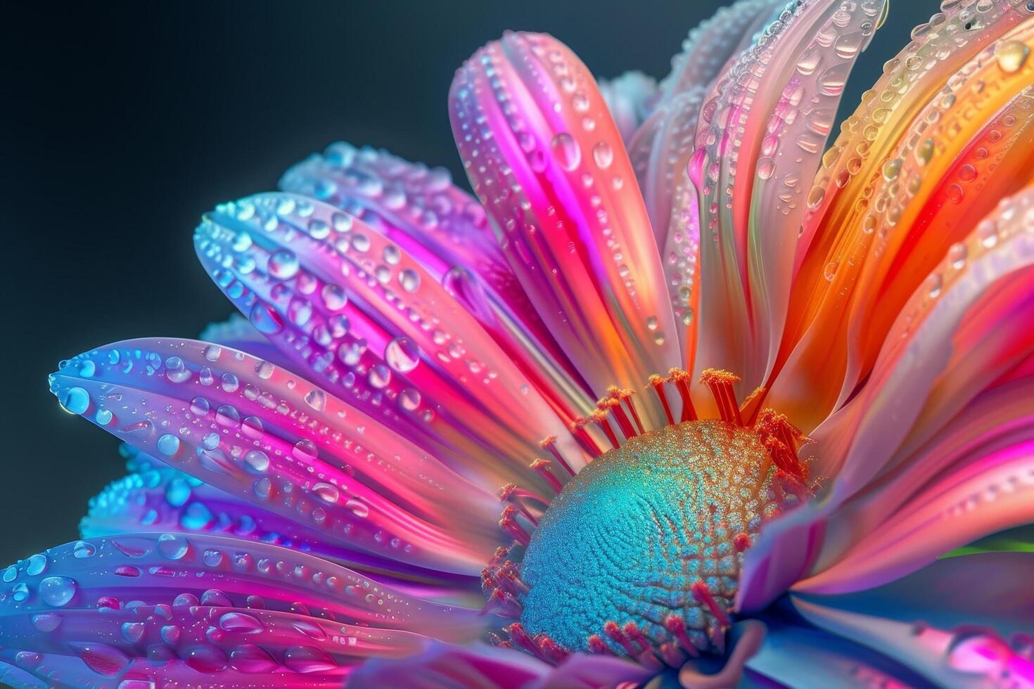 Vibrant Flower with Water Droplets Close up photo