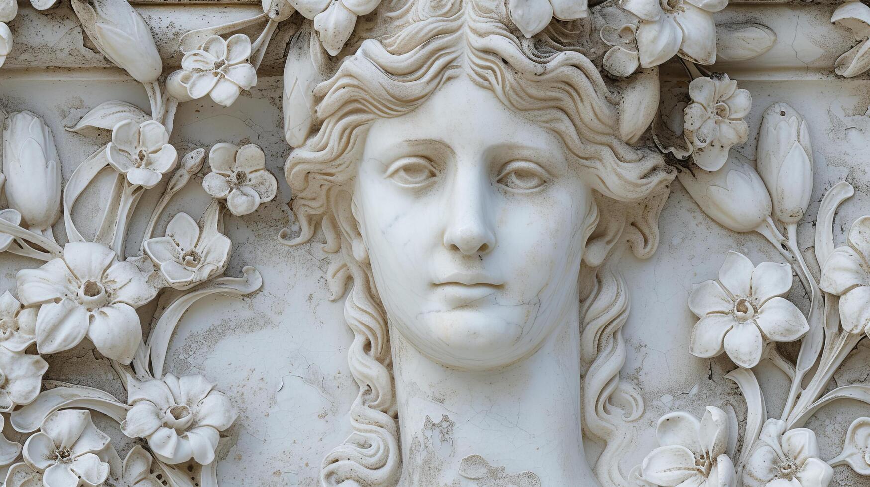Classical Marble Sculpture Detail with Floral Motifs photo