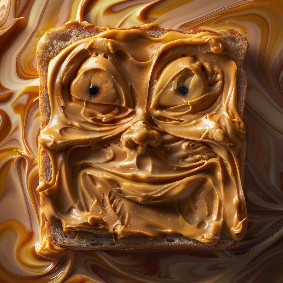 Peanut Butter on Toast with a Funny Face photo