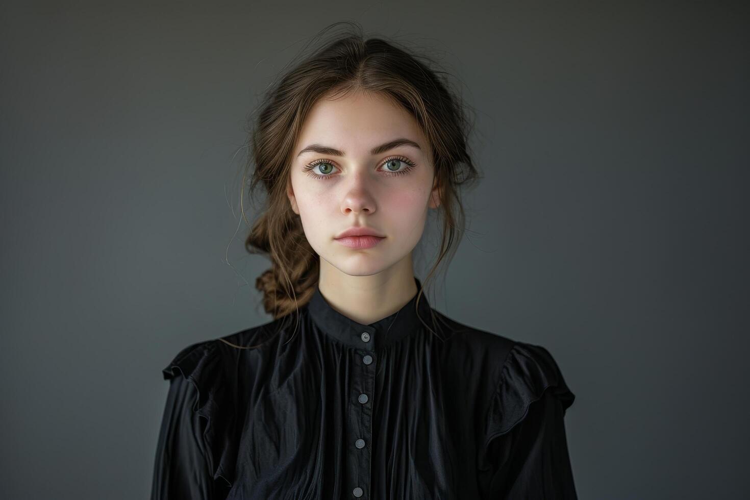 Portrait of a Young Woman with Intense Gaze photo