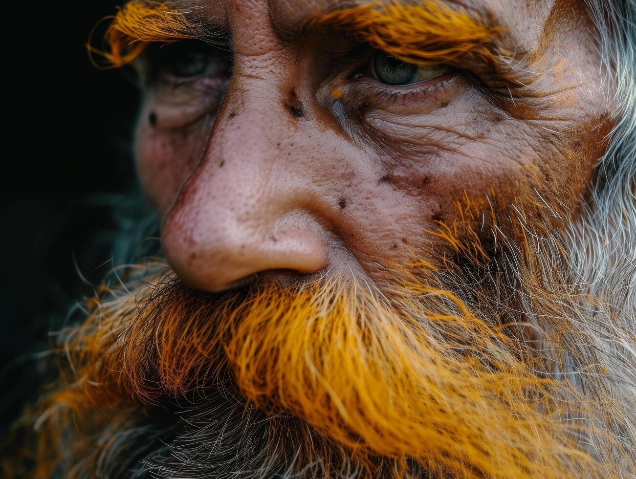Close up portrait of a man with a colorful beard photo
