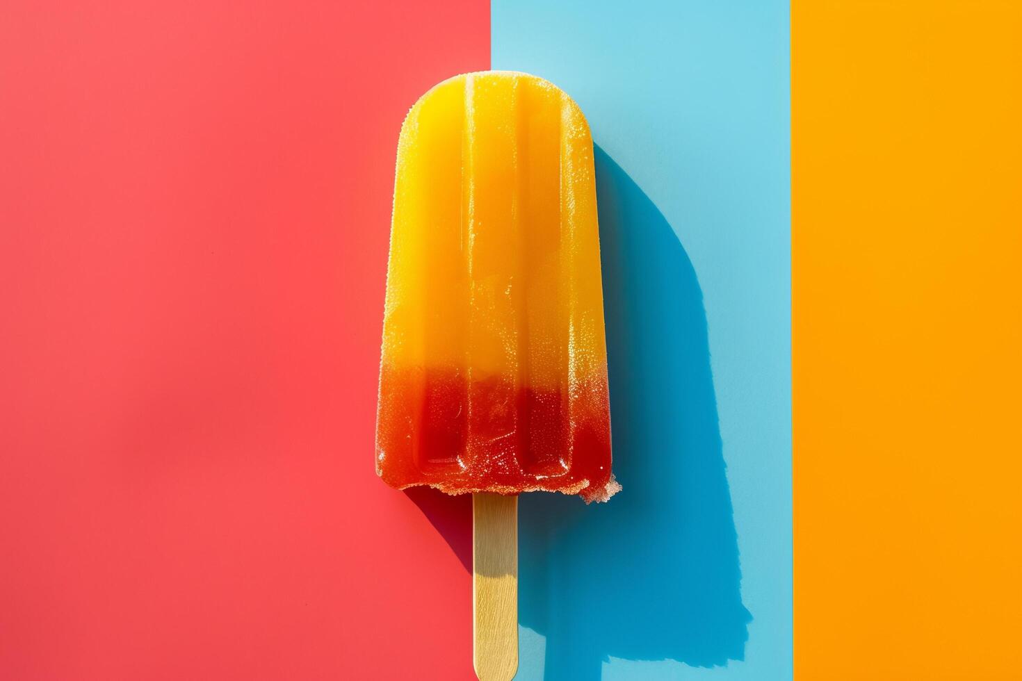 Colorful popsicle on a vibrant split background photo
