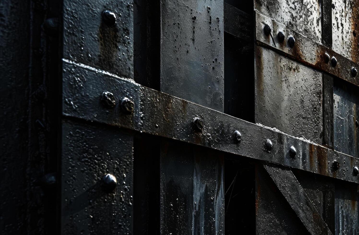 Close up of textured metal surface with rivets photo
