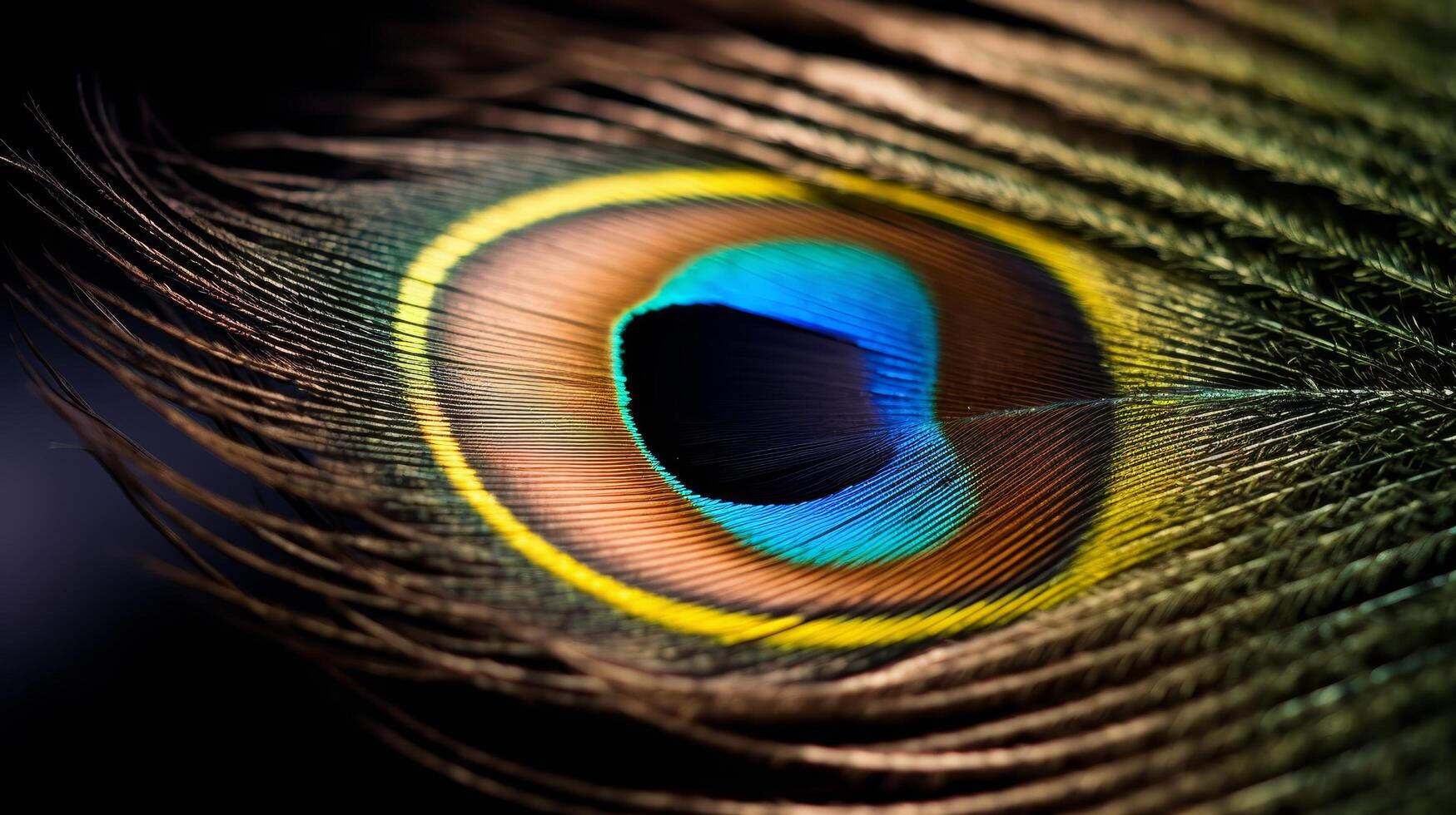 Close up of a Peacock Feather Showing Vibrant Colors photo