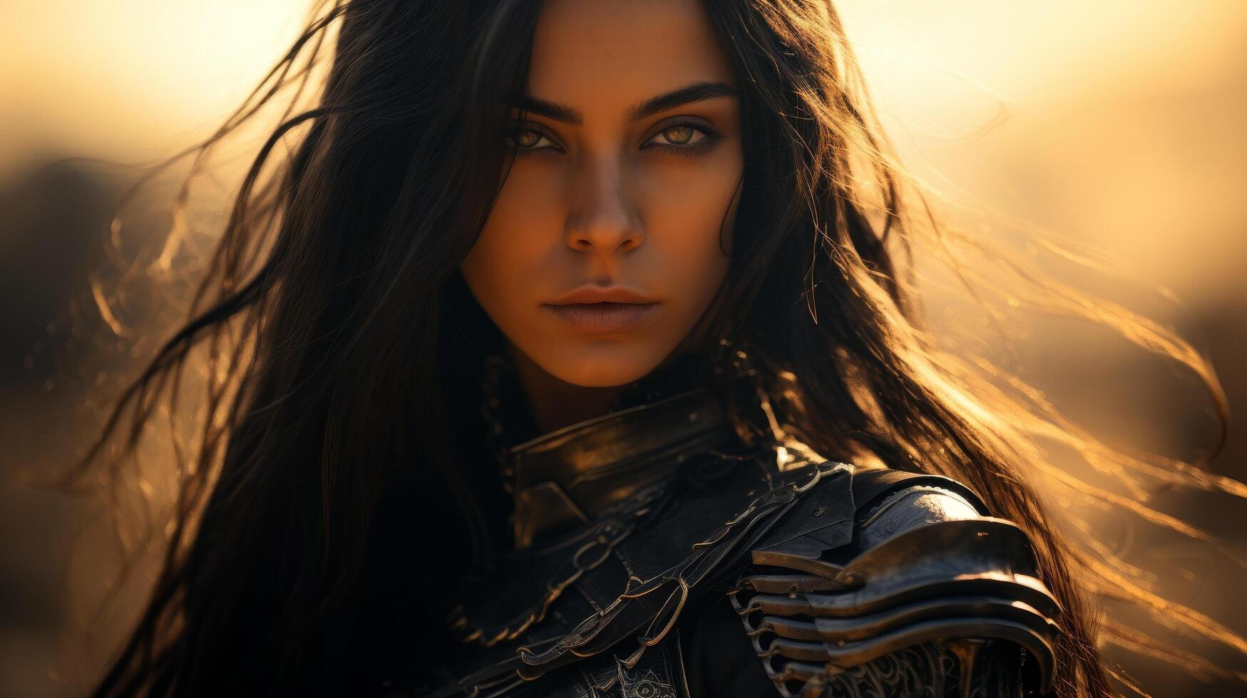 Mysterious Warrior Woman Gazing Intently photo