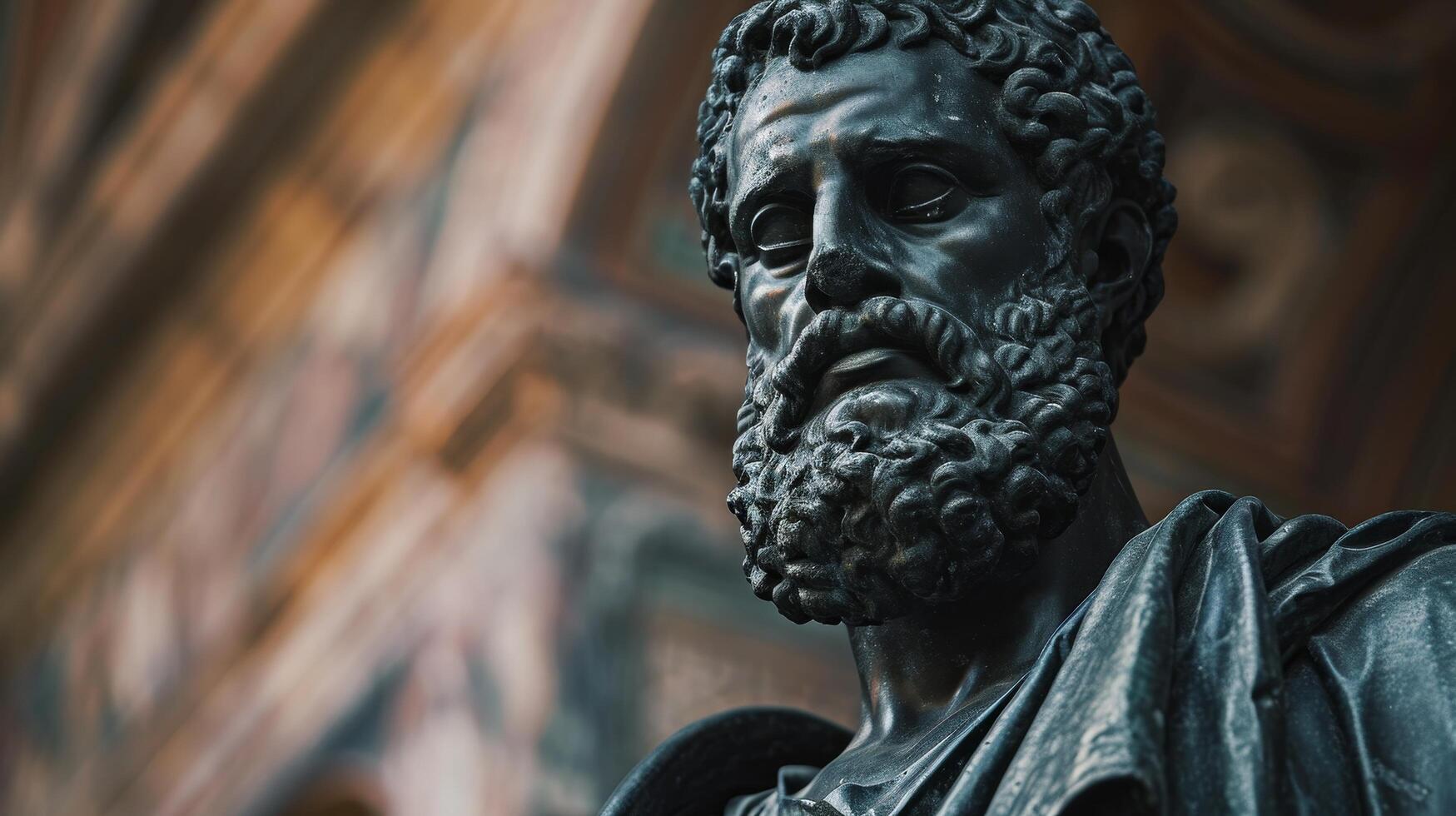 Bronze statue of a bearded historical figure photo