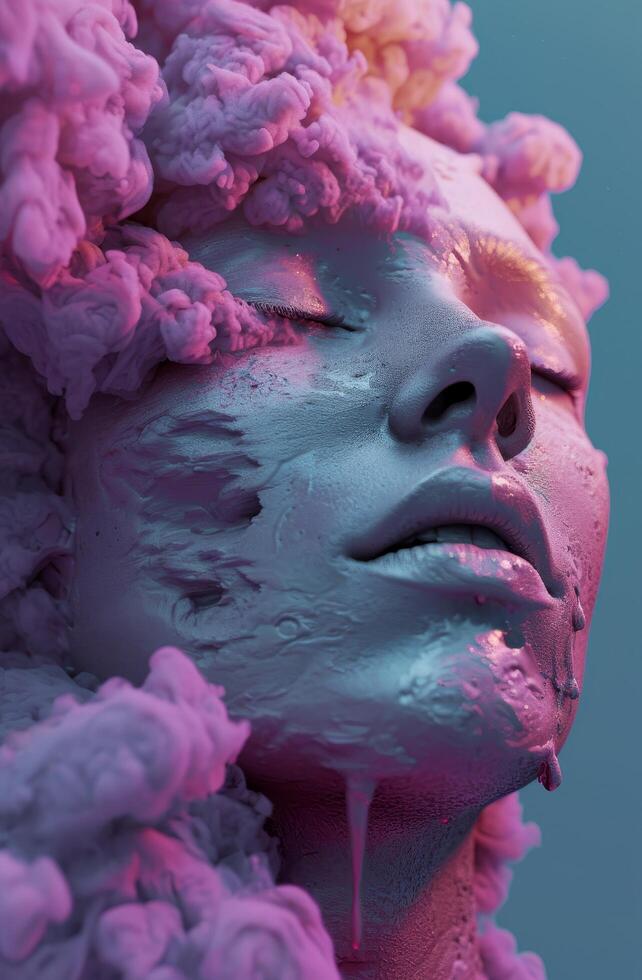 Surreal portrait of a person with colorful textures photo