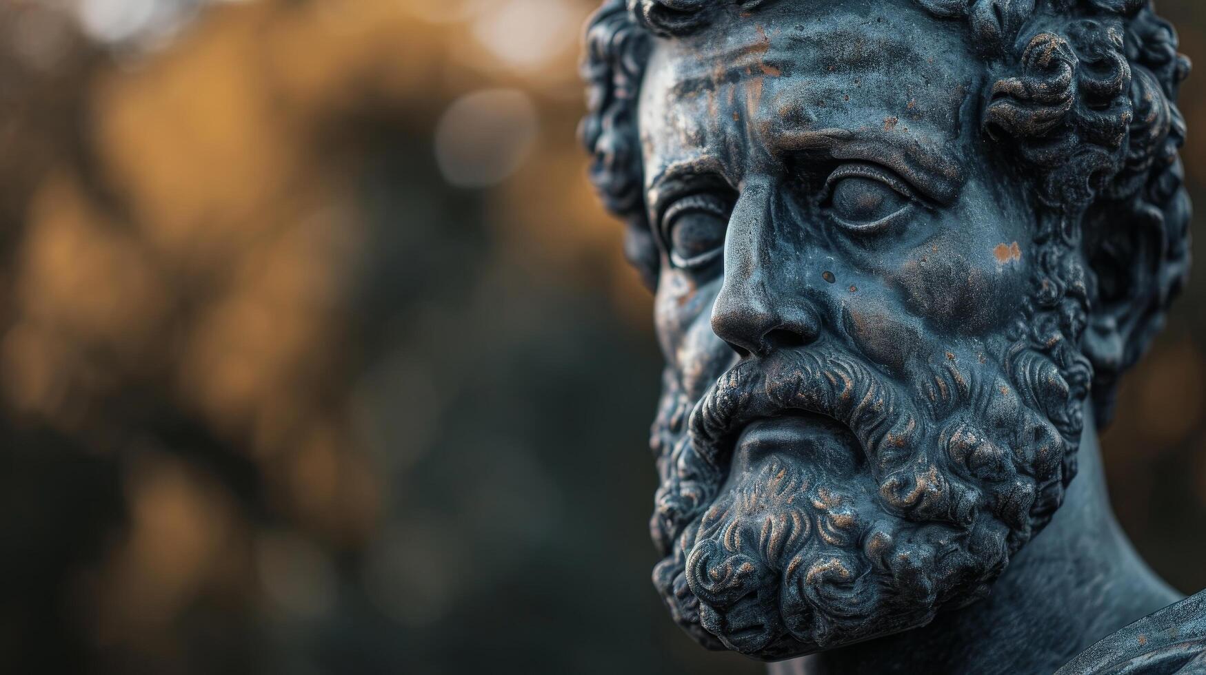 Close up of a classical statue with a blurred background photo