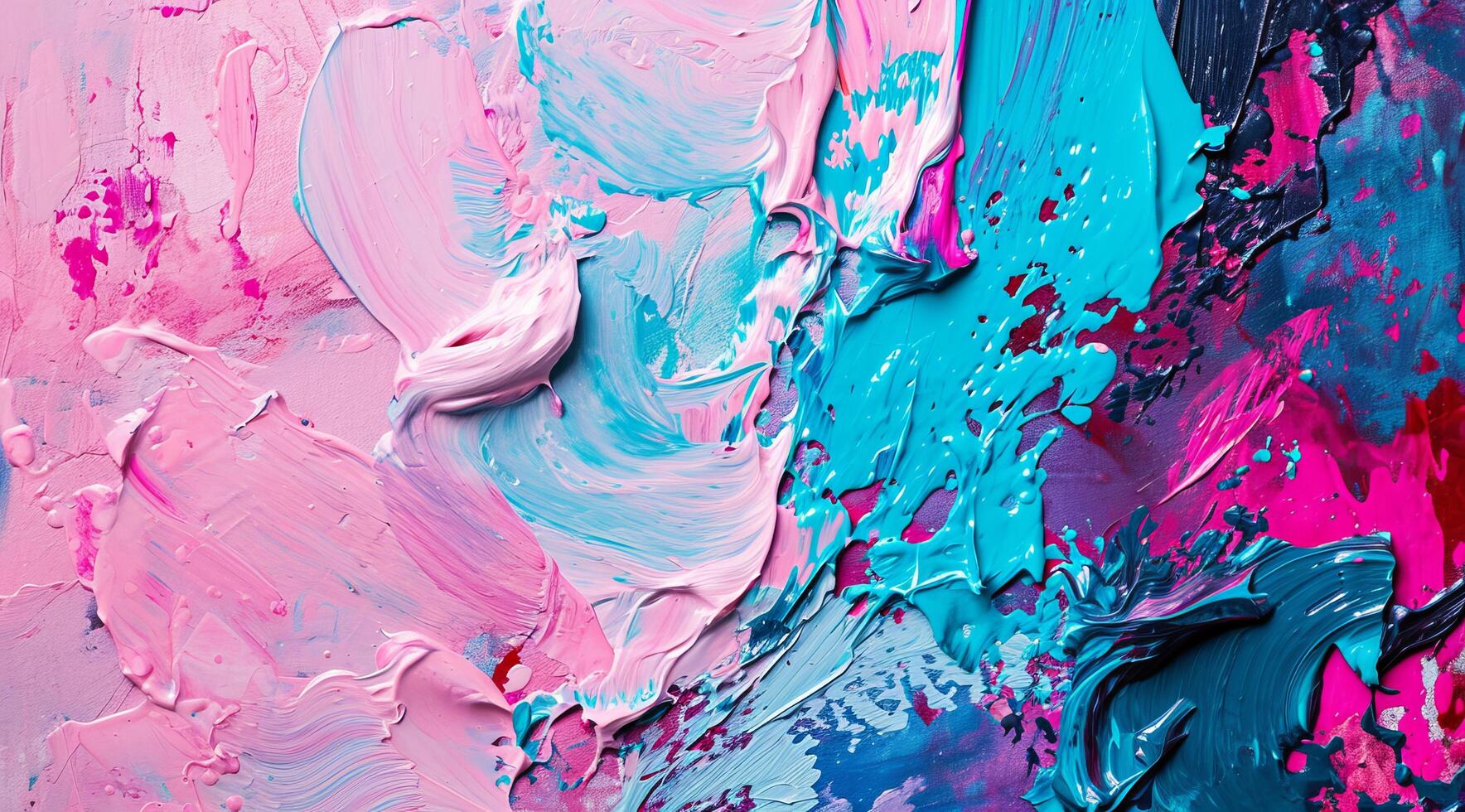 Vibrant abstract acrylic paint strokes on canvas photo