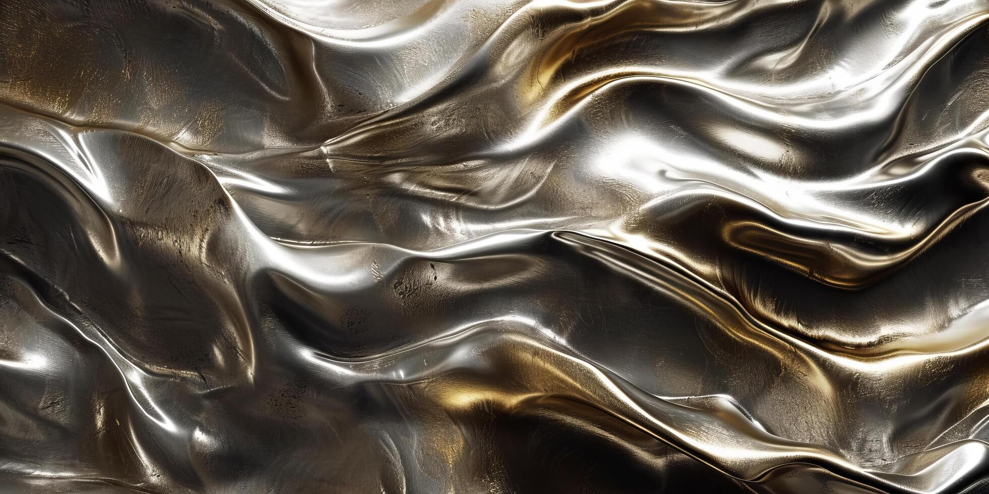 Luxurious golden fabric waves texture photo