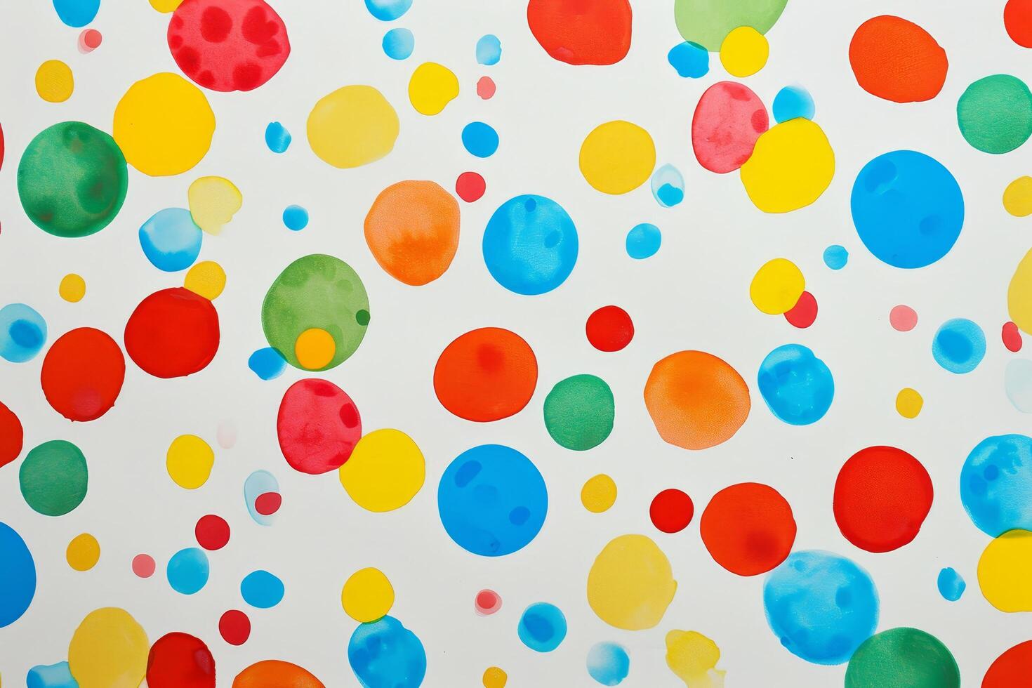 Colorful confetti dots scattered on a white background photo