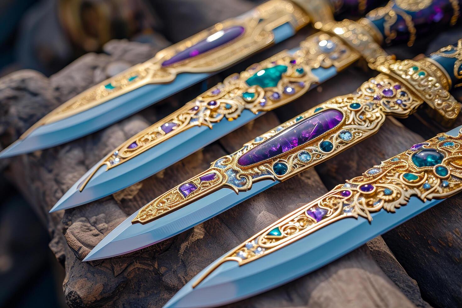 Ornate Decorative Daggers with Gemstones photo
