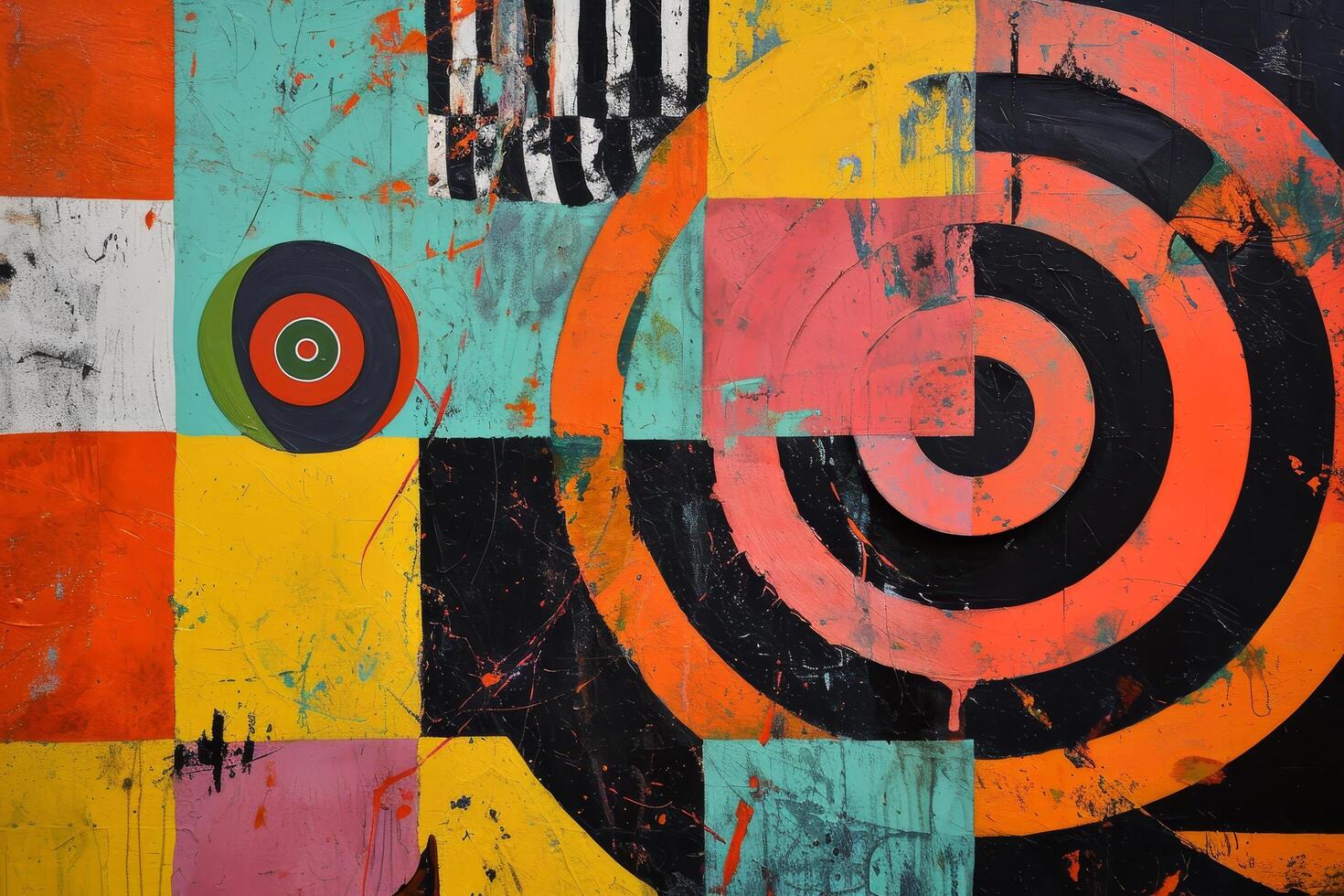 Colorful abstract graffiti art on wall photo