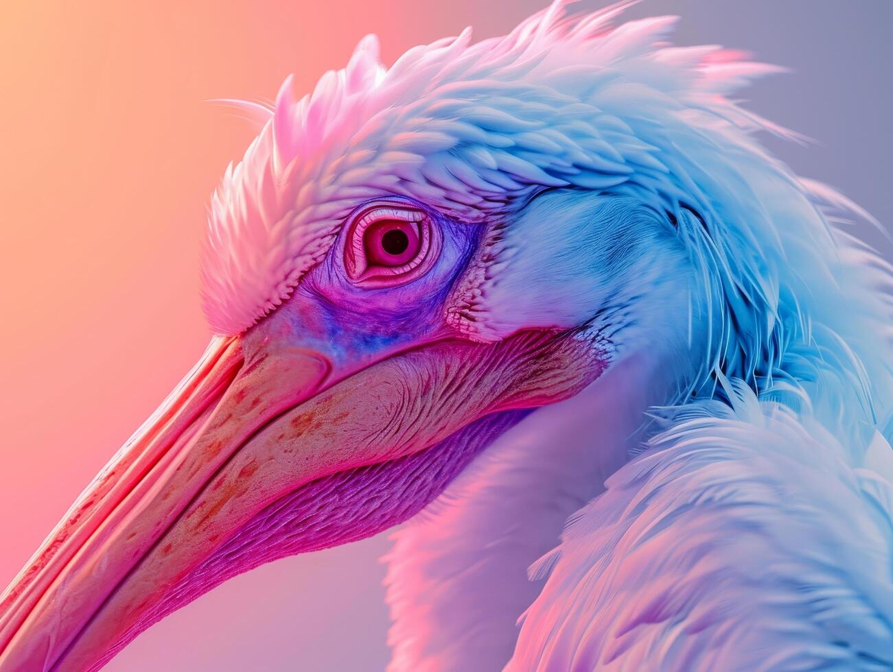 Close up of a colorful bird under vibrant lighting photo
