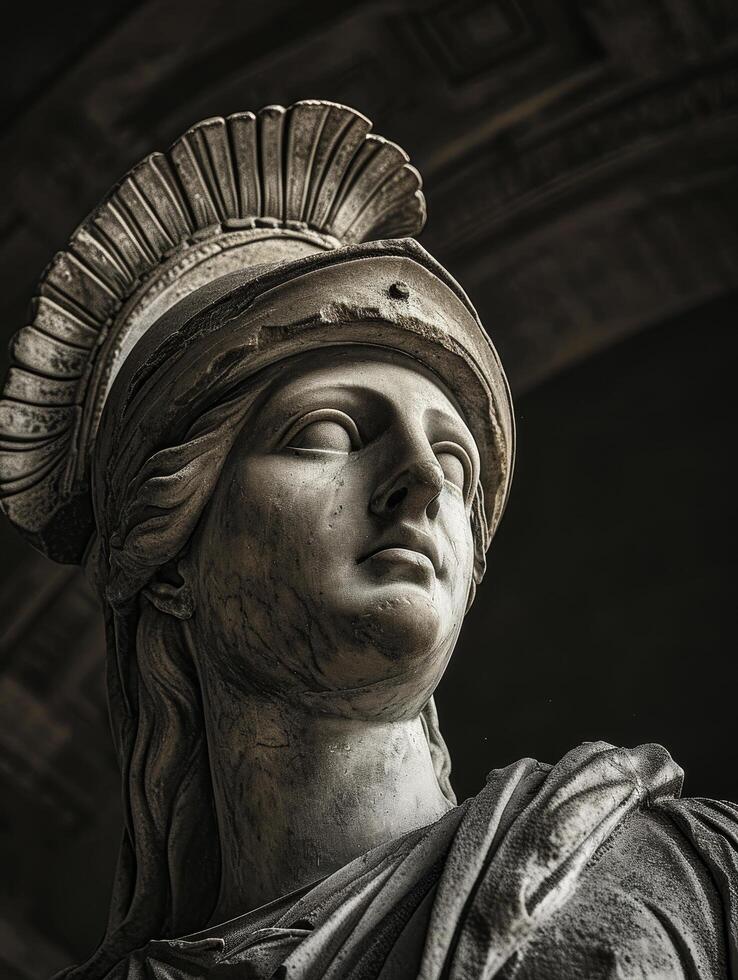Close up of a classical statue with intricate details photo