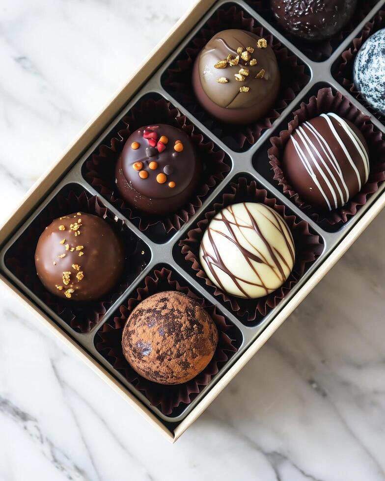 Assorted Gourmet Chocolates in Elegant Packaging photo