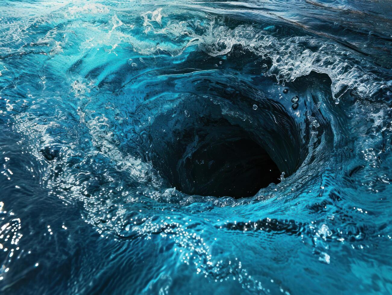 Swirling vortex of water creating a whirlpool effect photo