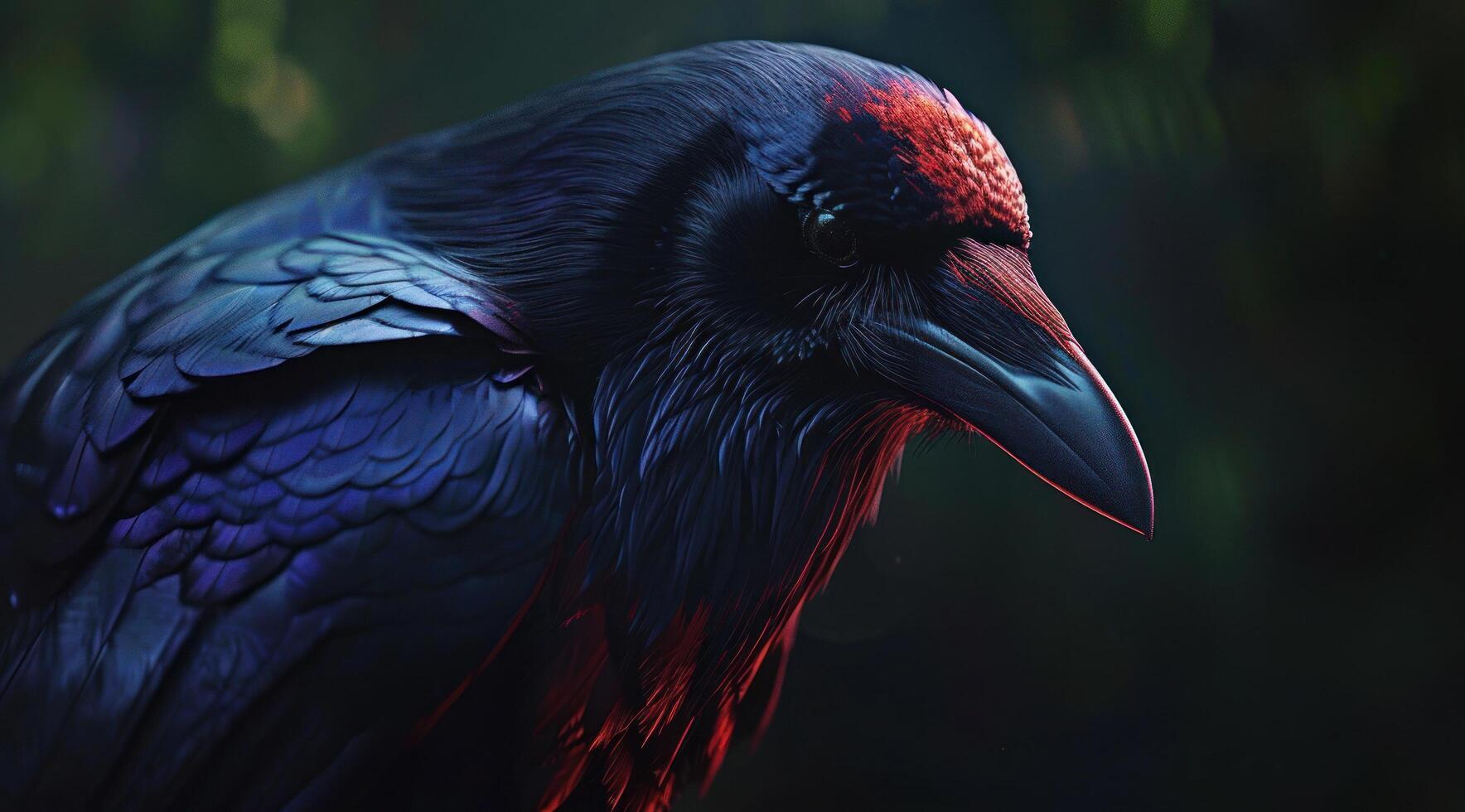 Majestic Raven in a Mystical Forest Setting photo