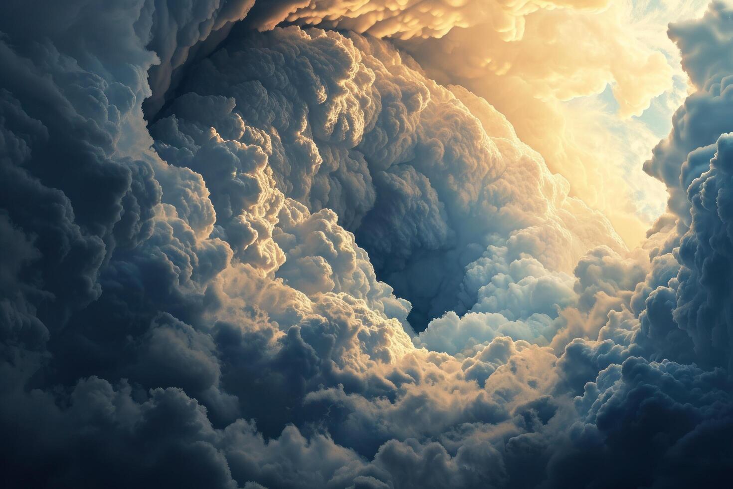 Dramatic Cloudscape with Sunlight Filtering Through photo