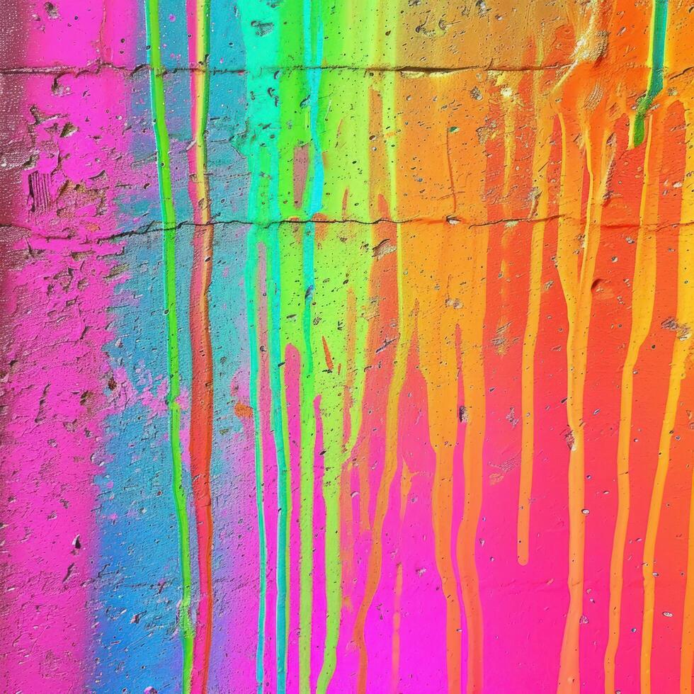 Vibrant Paint Drips on a Colorful Wall photo