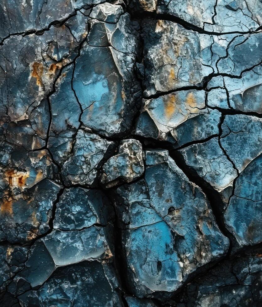 Close up of Cracked Blue Stone Texture photo