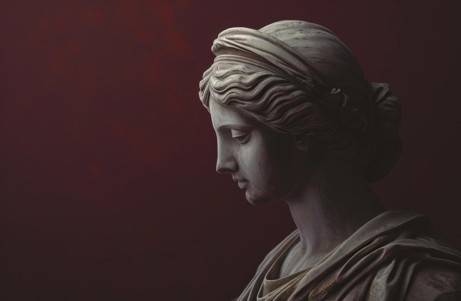Classic marble statue on a dark background photo