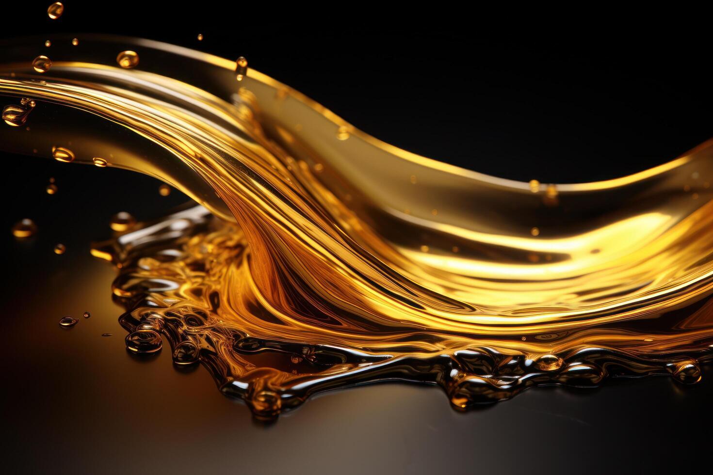 Golden Liquid Splash on a Dark Background photo
