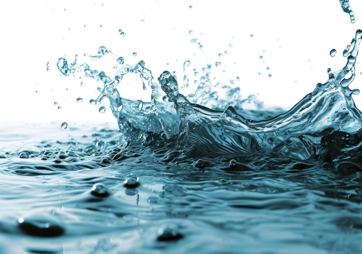 Clear water splash isolated on white background photo