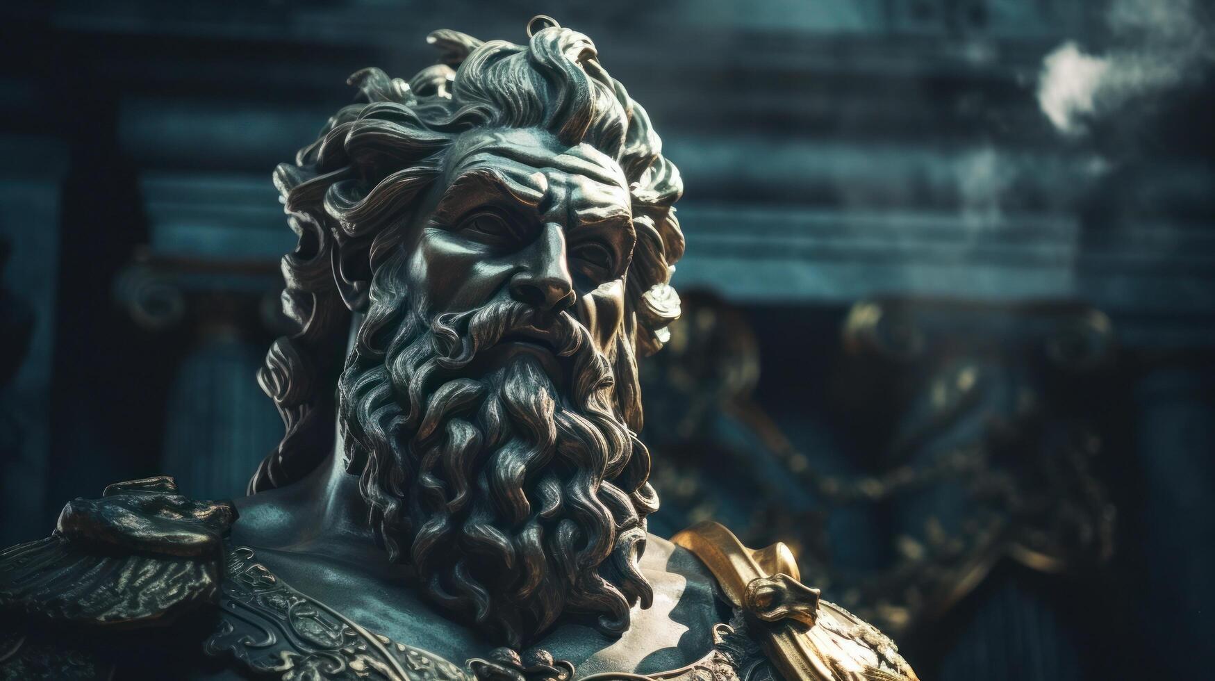 Majestic Statue of a Bearded Figure with Intricate Details photo