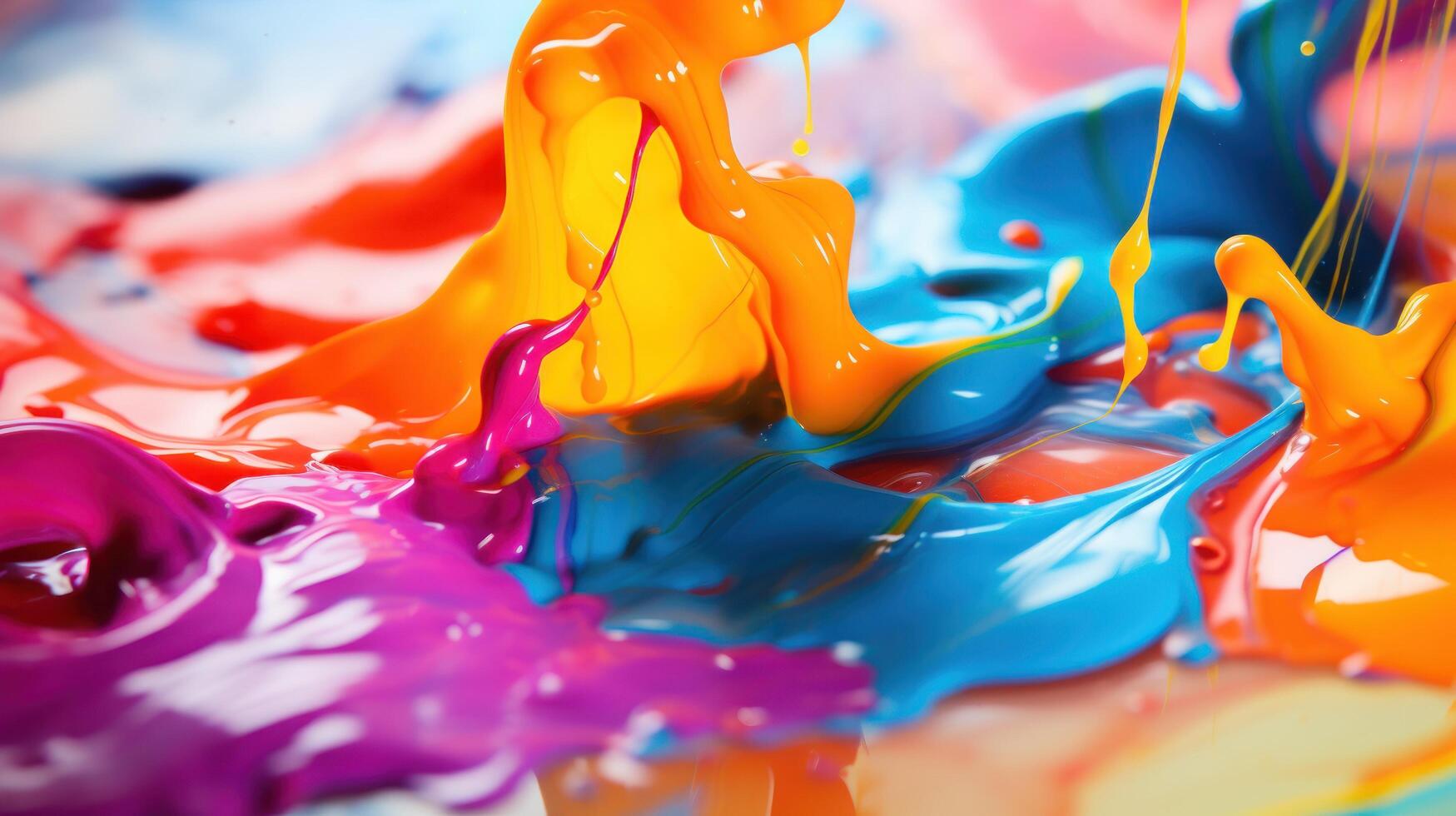 Vibrant Paint Splashes on Colorful Background photo