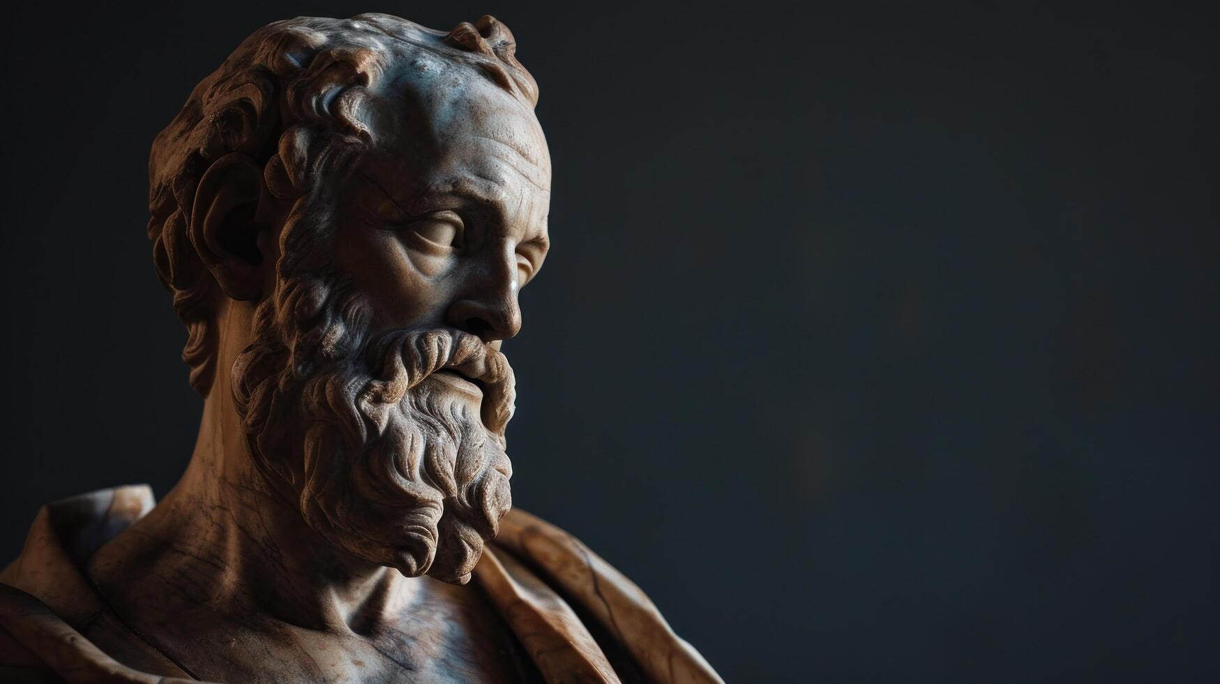 Classical sculpture portrait with dramatic lighting photo
