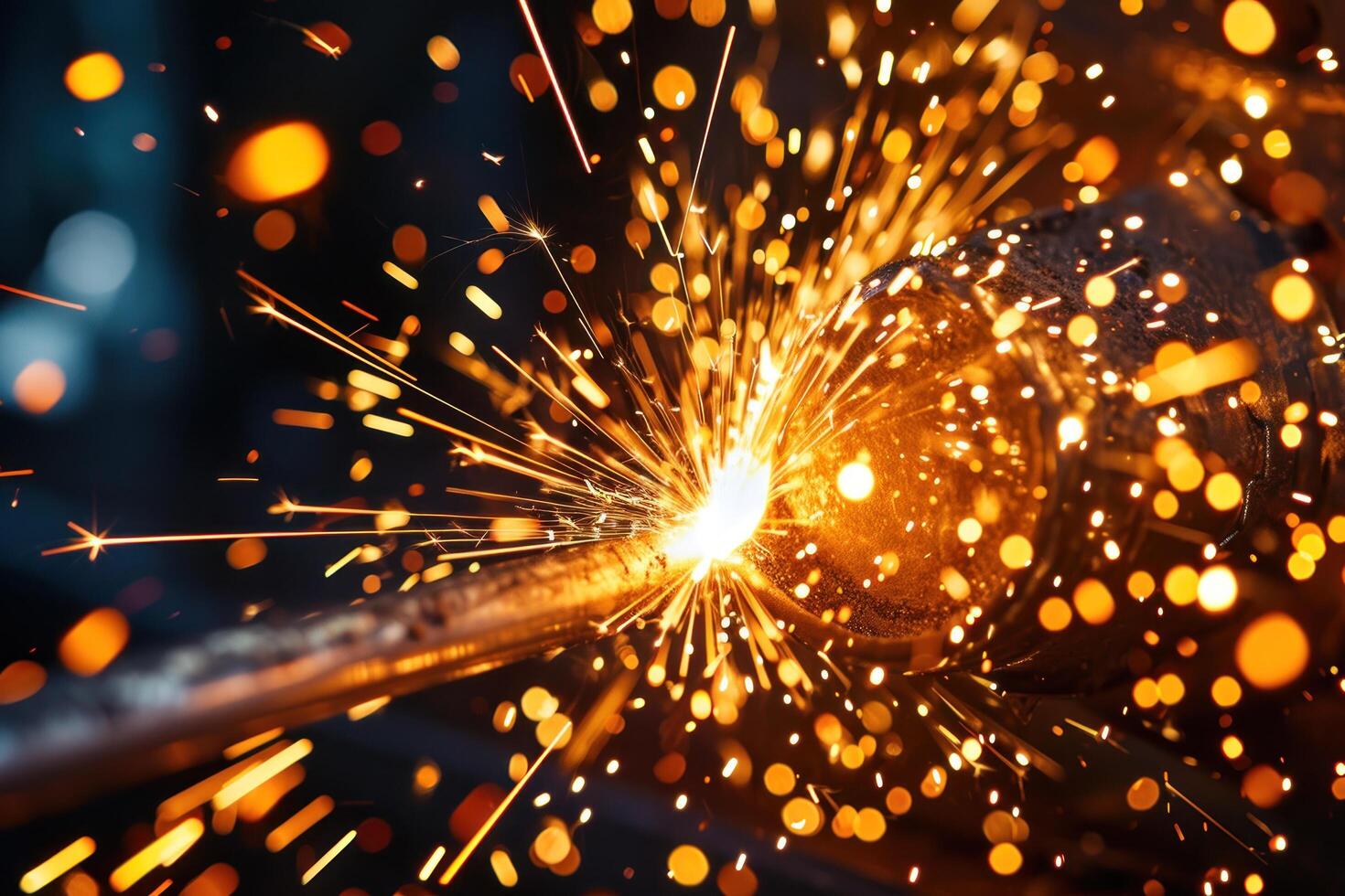 Sparks flying from welding in an industrial setting photo