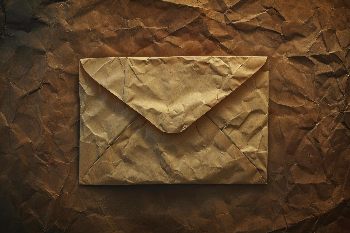 Vintage crumpled envelope on a textured background photo