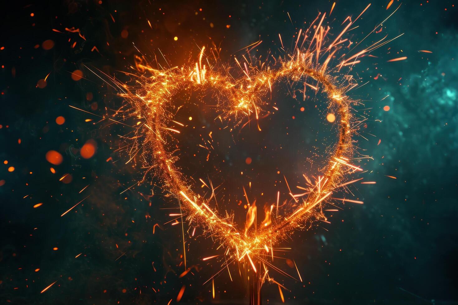 Sparkling heart shape on a dark background photo