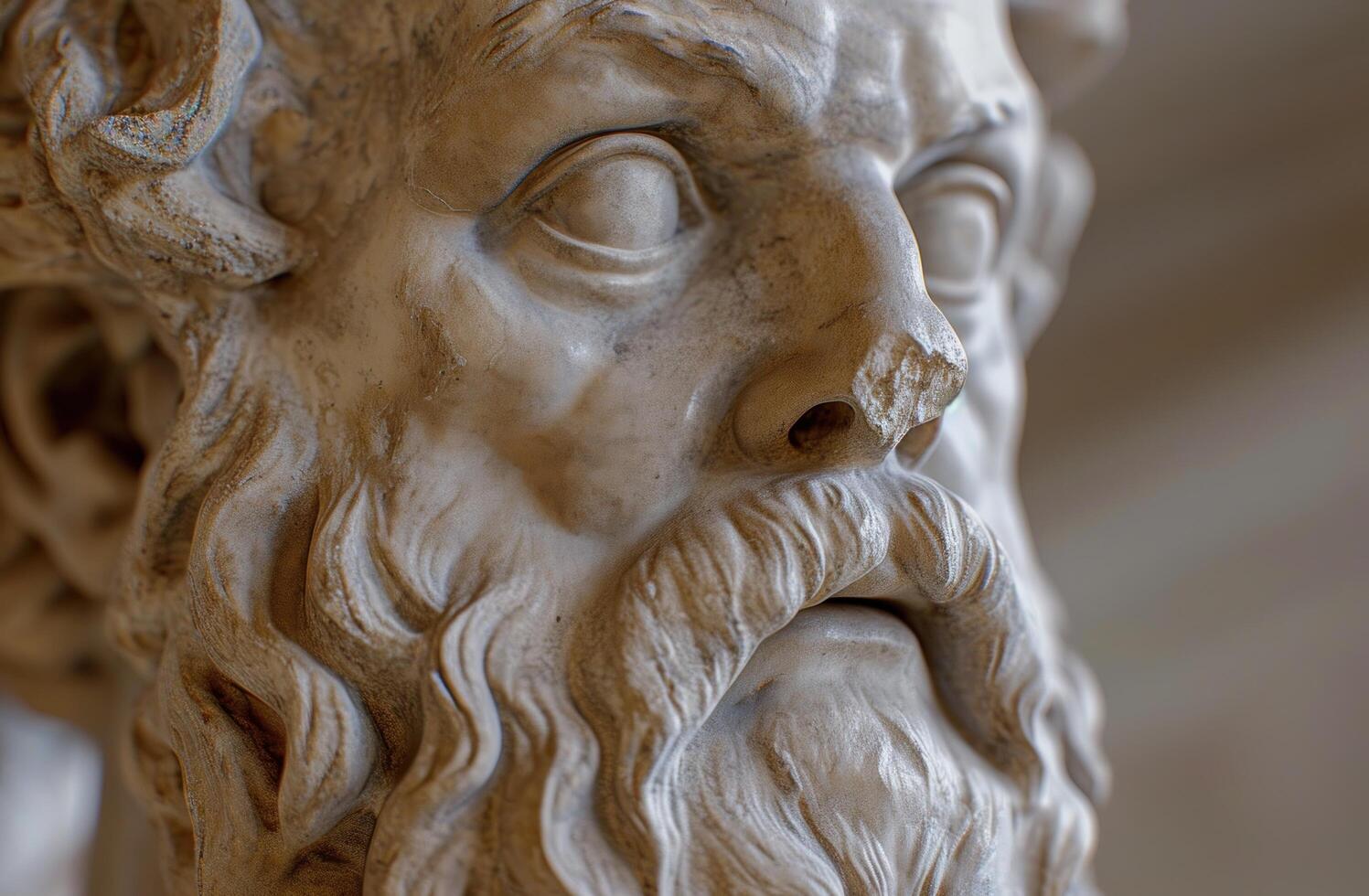 Close up of an Ancient Sculptures Face photo