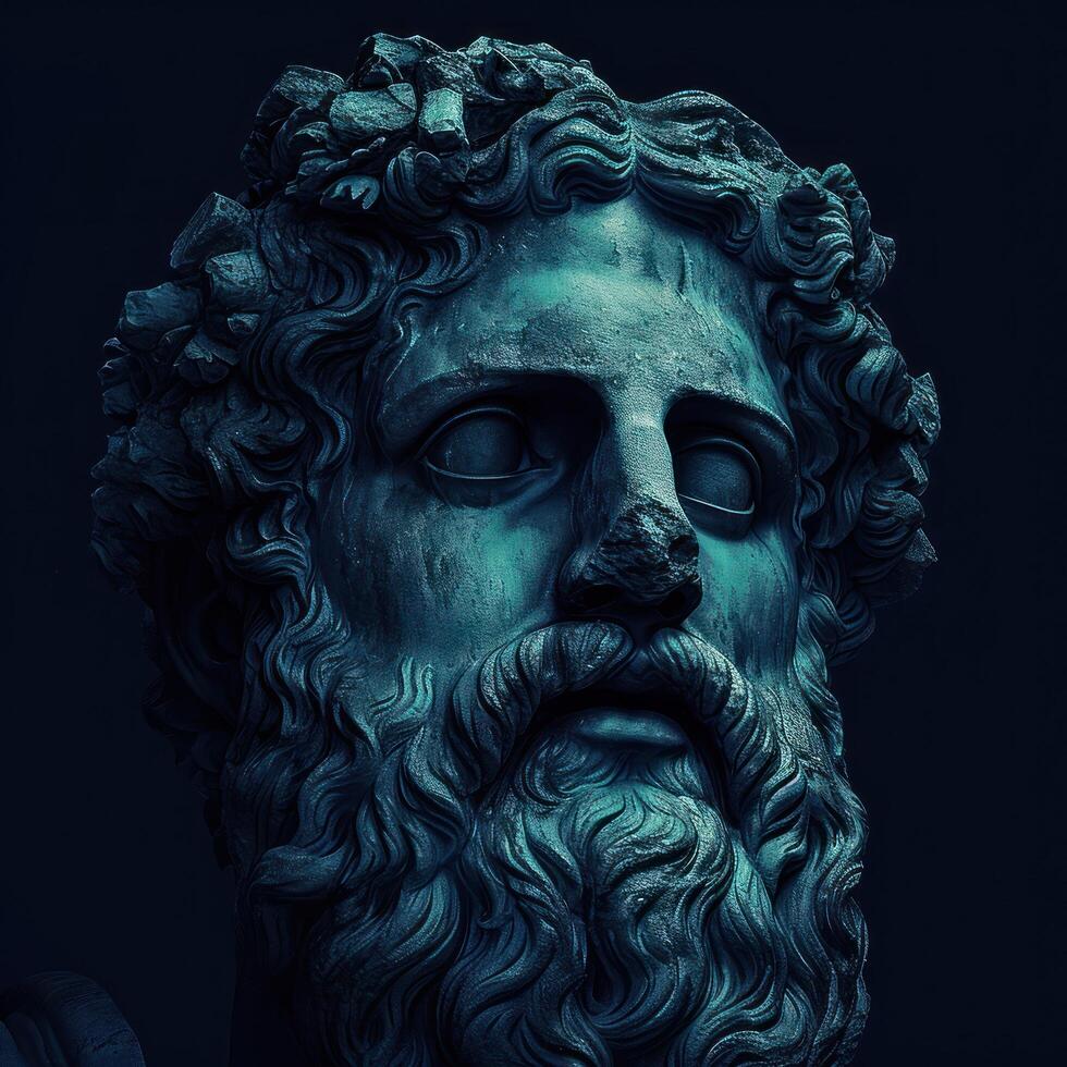 Ancient Greek Sculpture with Dramatic Lighting photo