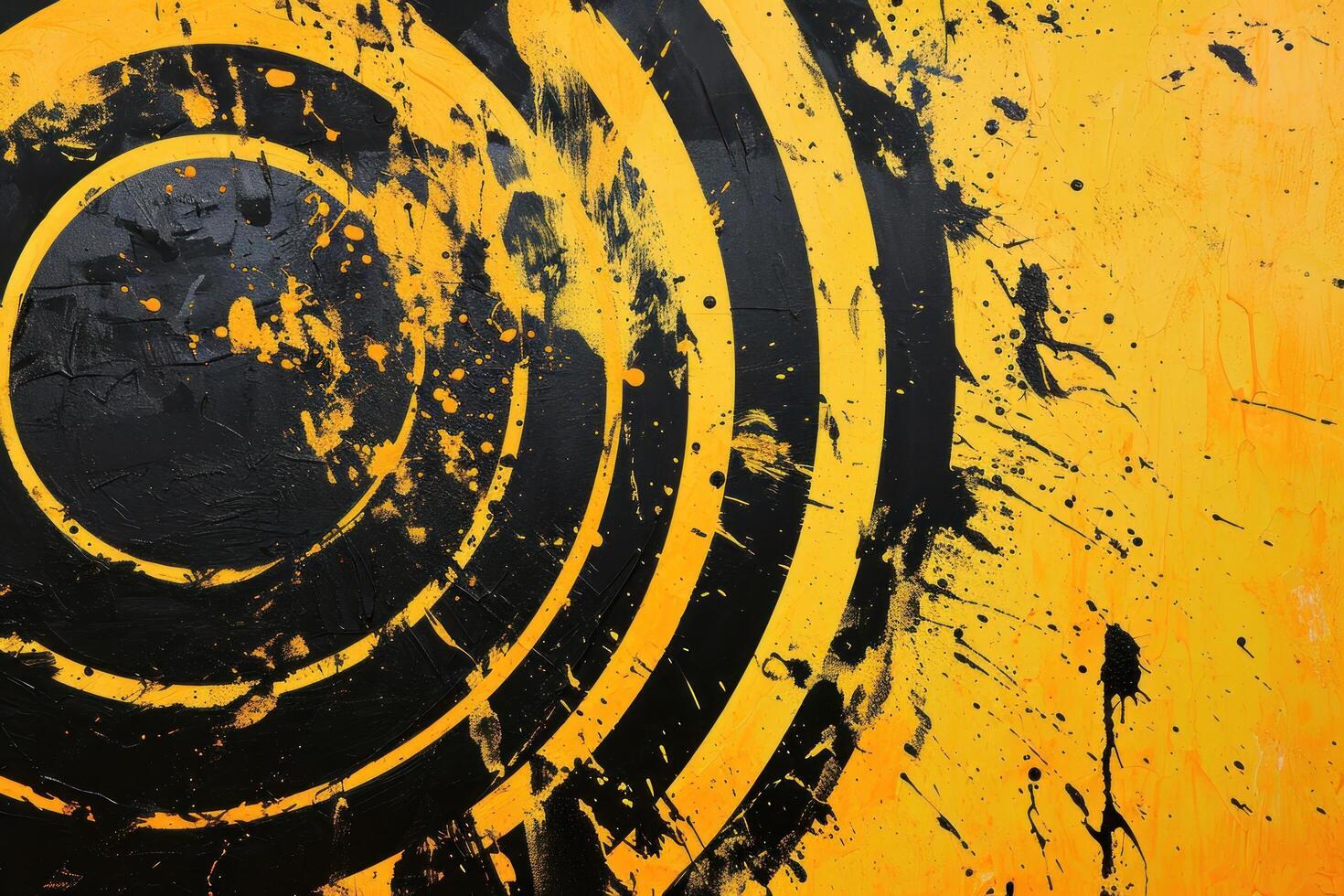 Abstract yellow and black paint splatter background photo
