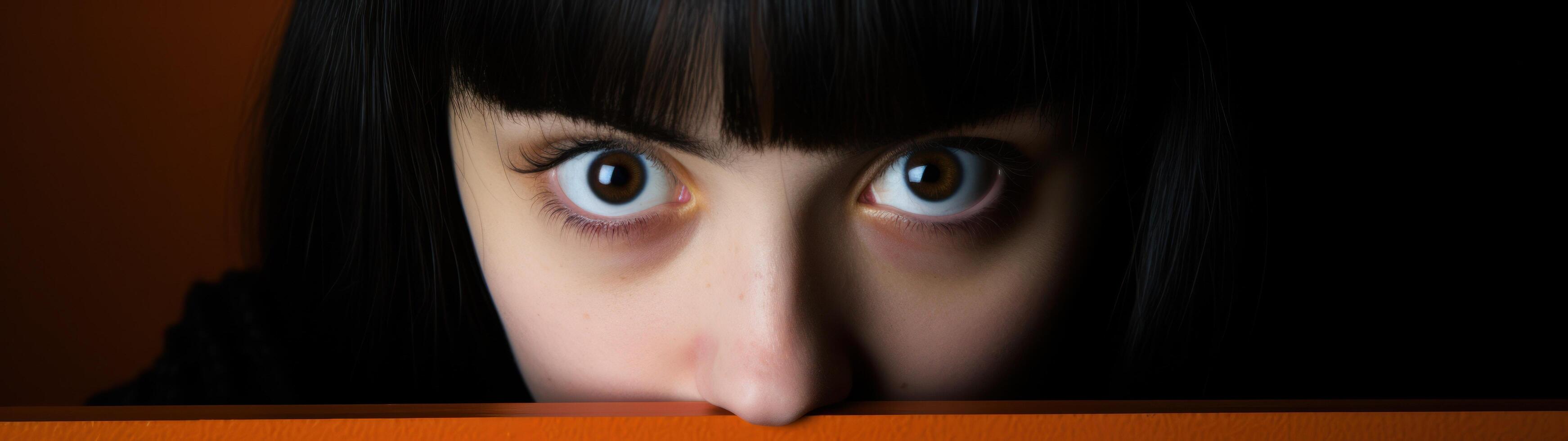 a close up of a womans eyes photo