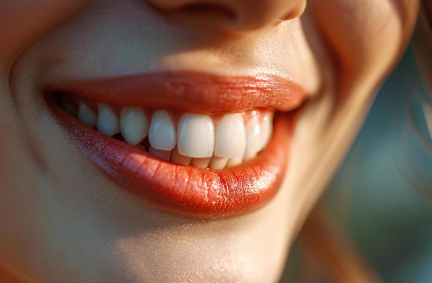 close up of a womans smile photo
