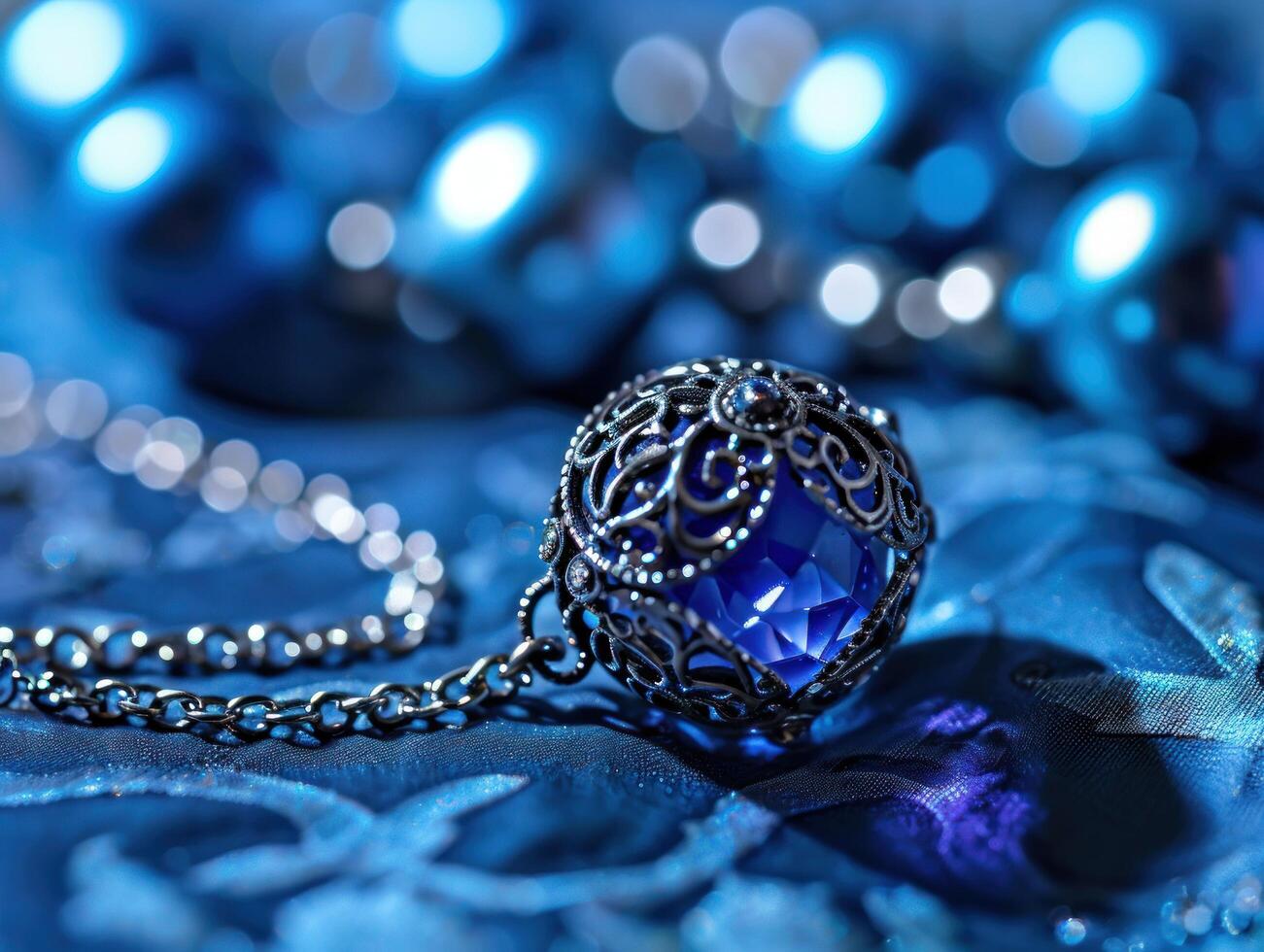 a blue stone on a chain photo