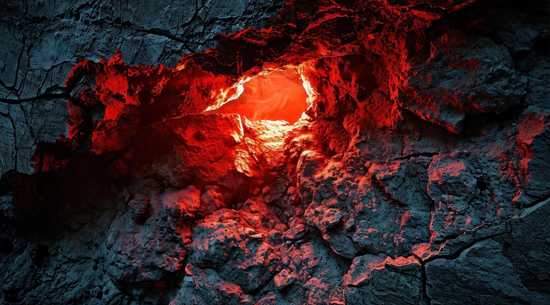 a lava rock with a bright light photo