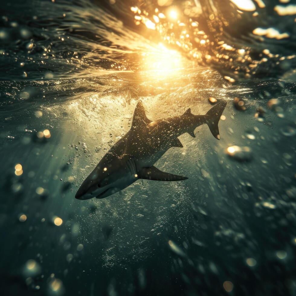 a shark swimming in the water photo