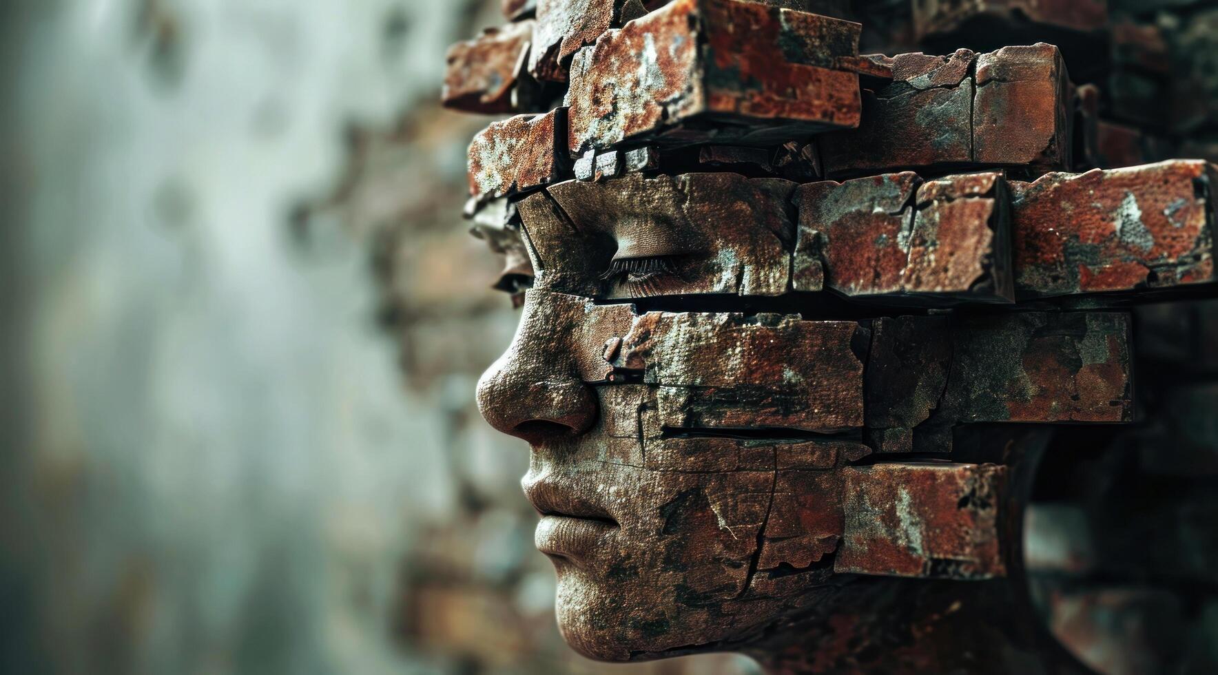 a close up of a womans face photo