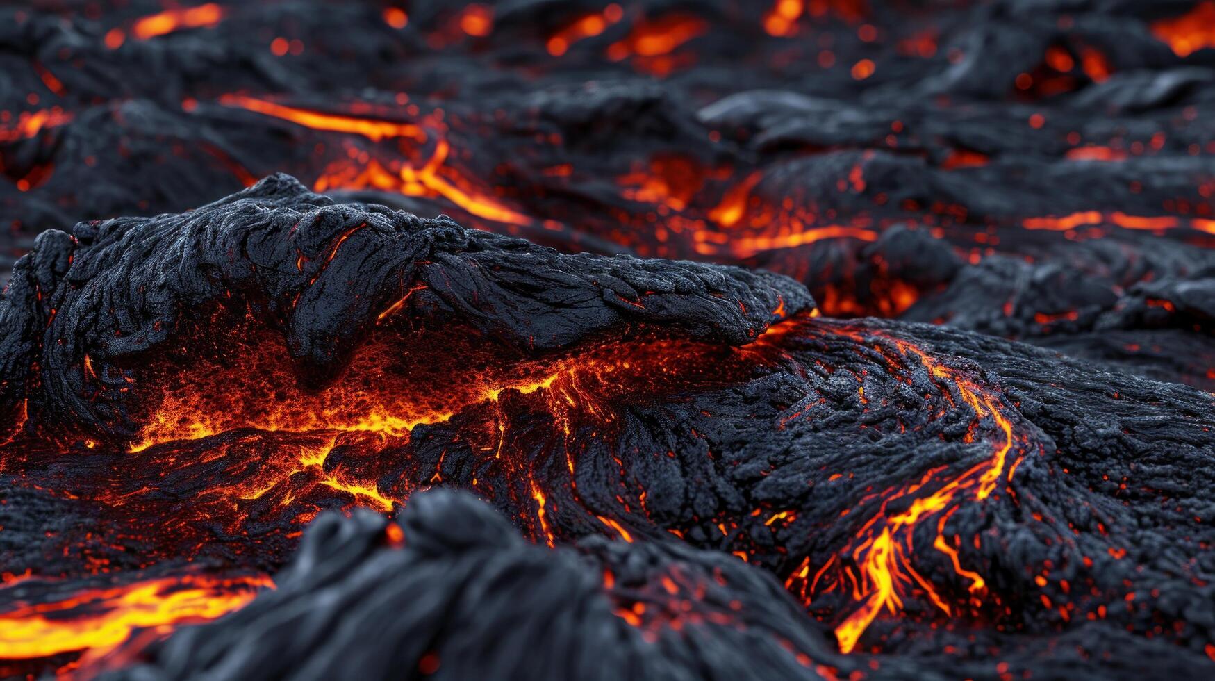 lava flowing in a field photo