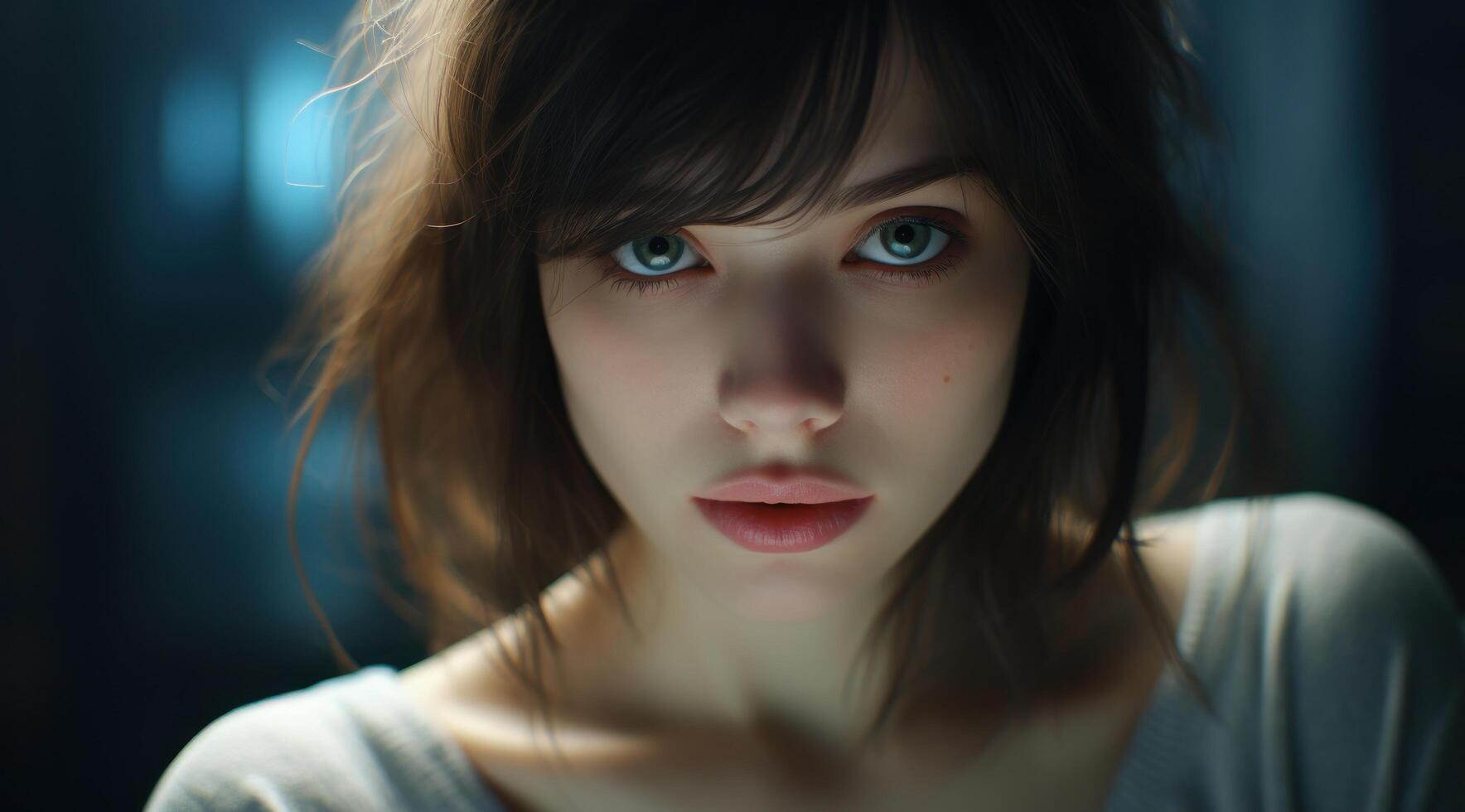 a close up of a woman photo