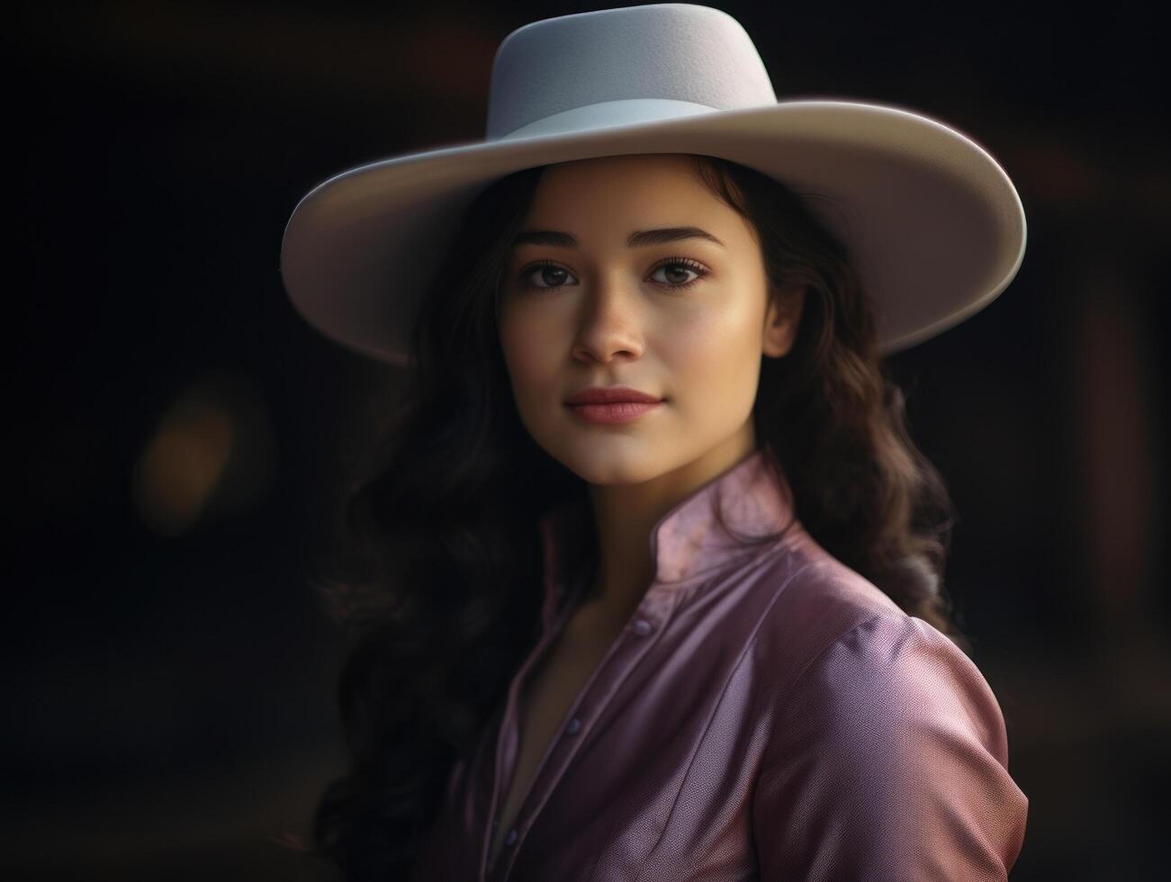 a woman wearing a hat photo